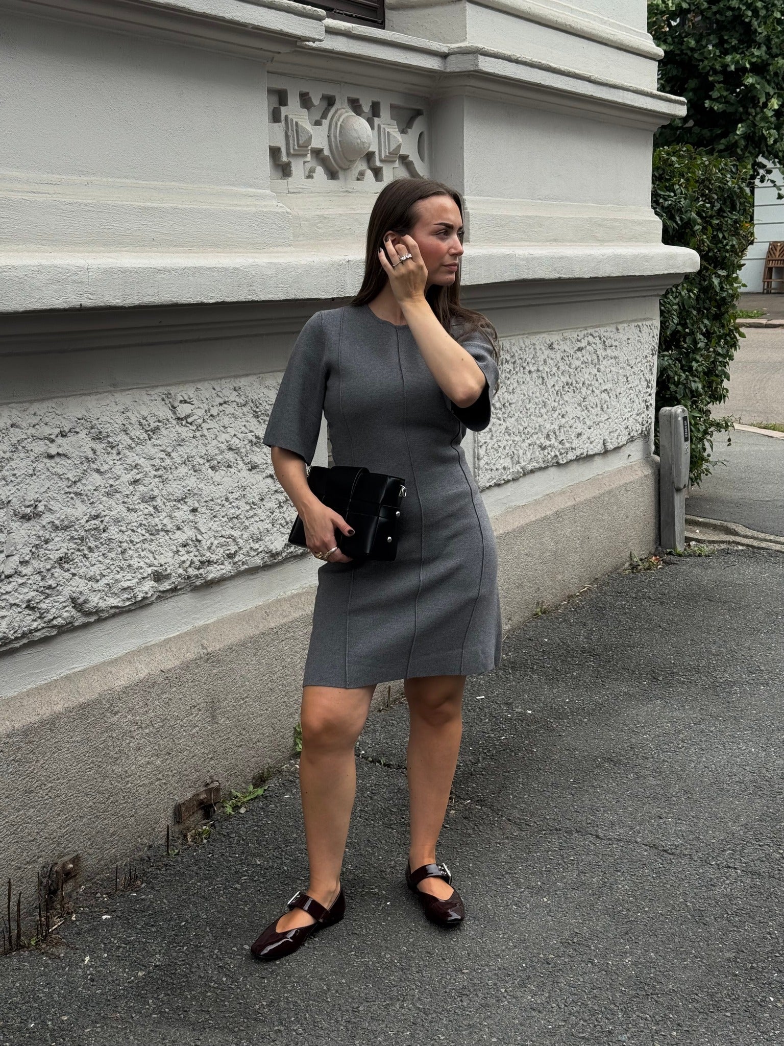 OBJREYNARD Short Dress - Medium Grey Melange